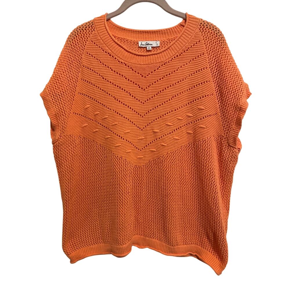 Sam Edelman Open Knit Short Sleeve Sweater Top Summer Layering Resort Size XL